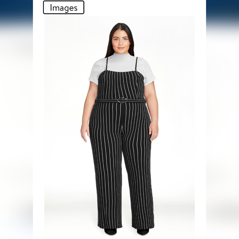 Black and White Striped Jumpsuit